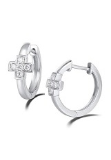 adorable white gold diamond cross baby earrings